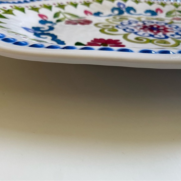 TOMMY BAHAMA Melamine Oval serving Platter Painted Flowers Green Blue Red 17.5” - Picture 8 of 16